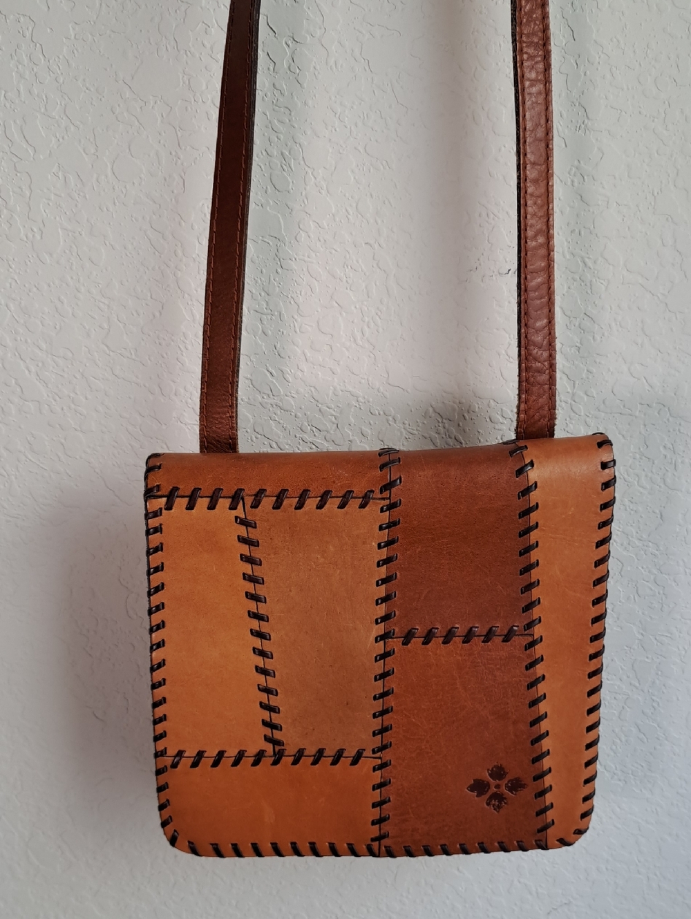 Patricia Nash Vintage Purse Patchwork Italian Leather Crossbody Suede Interior